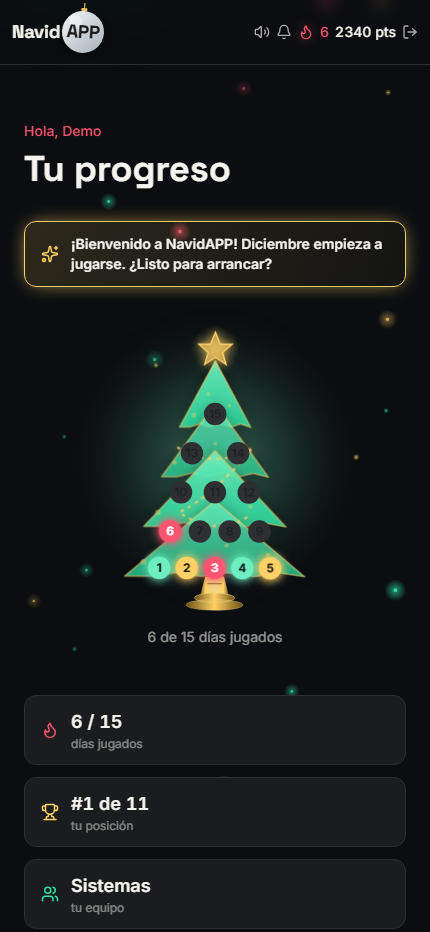Árbol de progreso de NavidAPP