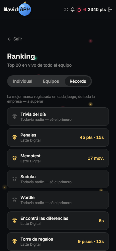 Records por juego en NavidAPP