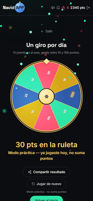 Ruleta diaria en NavidAPP