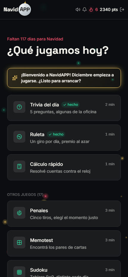 Selector de juegos de NavidAPP